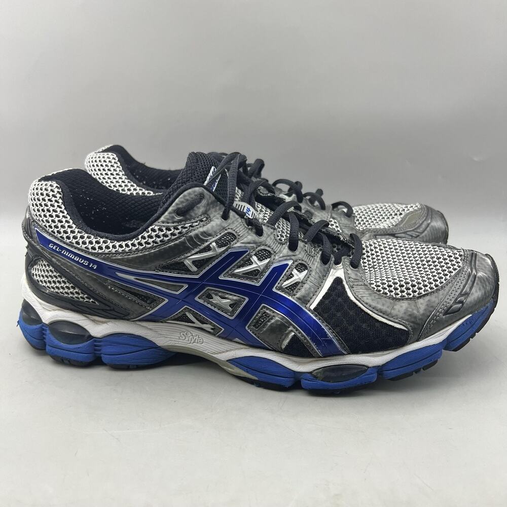 Asics GEL-Nimbus 14 Running Shoes Men Size 12 Blue Gray Mesh Comfort Sneakers
